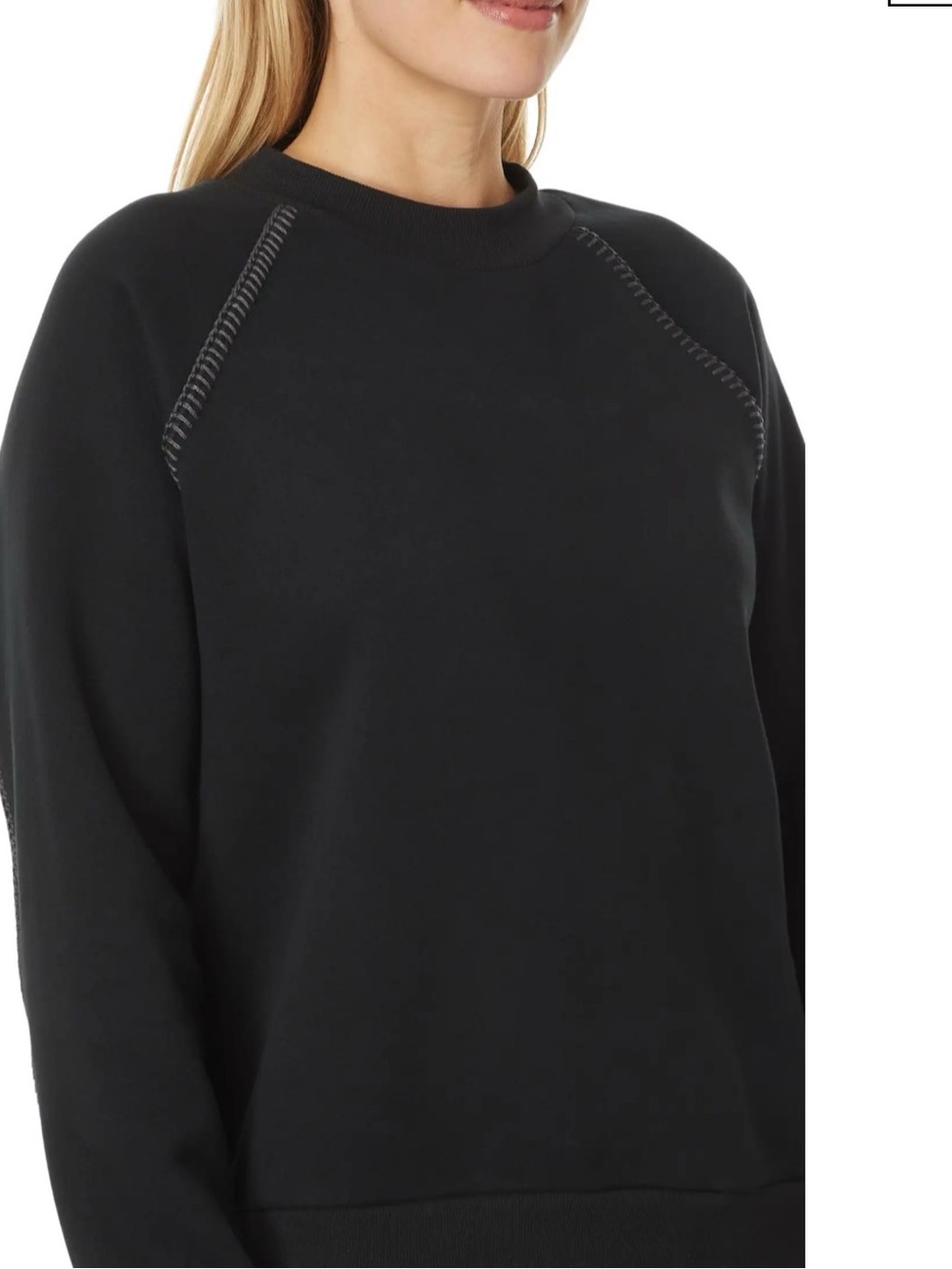 UGG Black Crewneck Sweatshirt with Stitched Raglan Detail